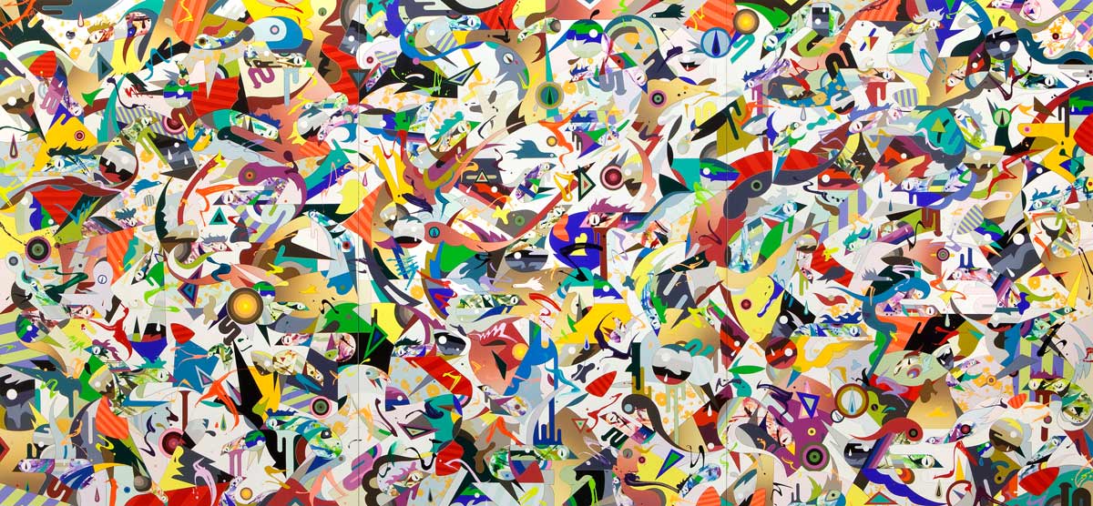 Tomokazu Matsuyama 《Keep Fishin' For Twilight》 2017　H213.5 x W457.5 cm Acrylic and mixed media on canvas